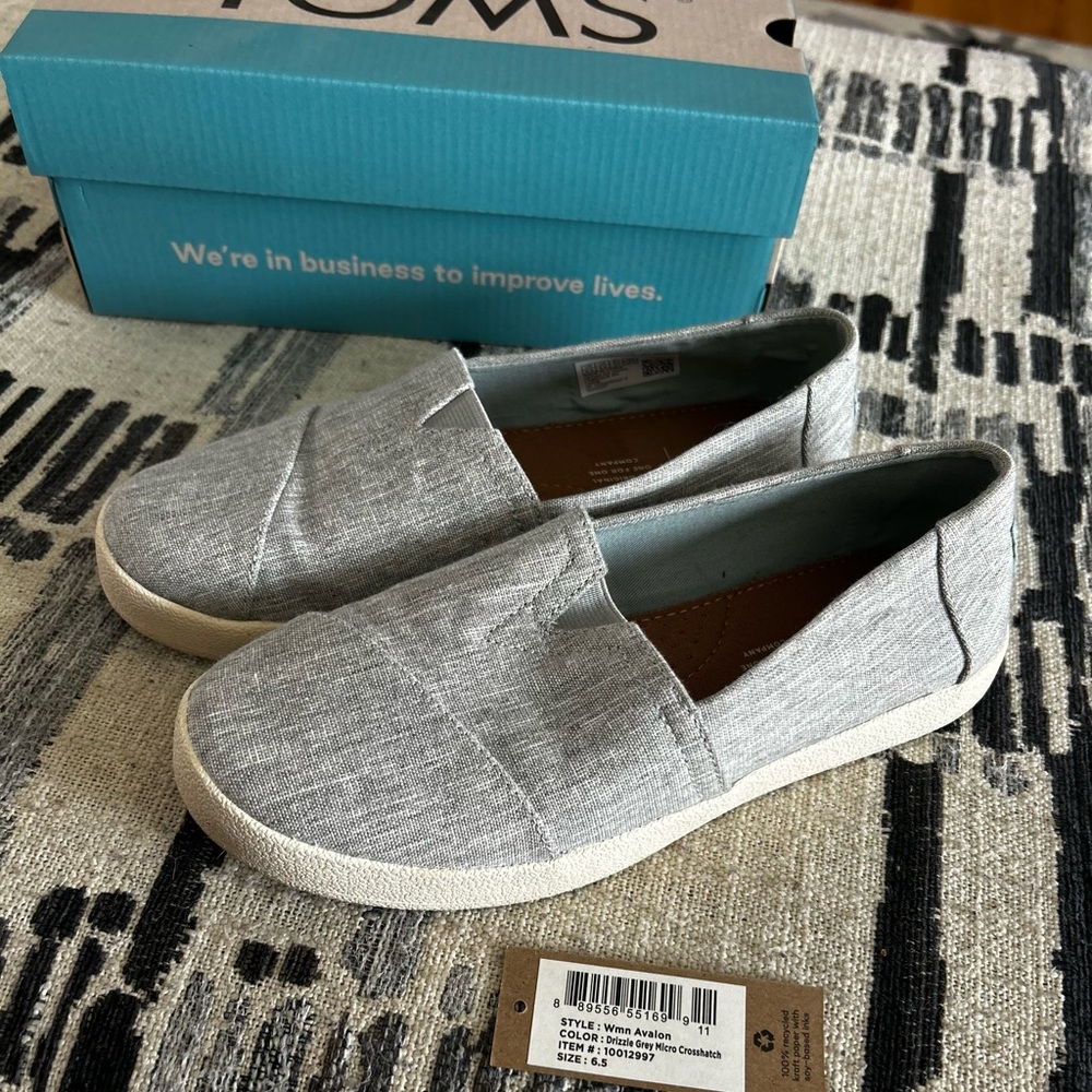 TOMS Classic Gray Canvas Slip-Ons